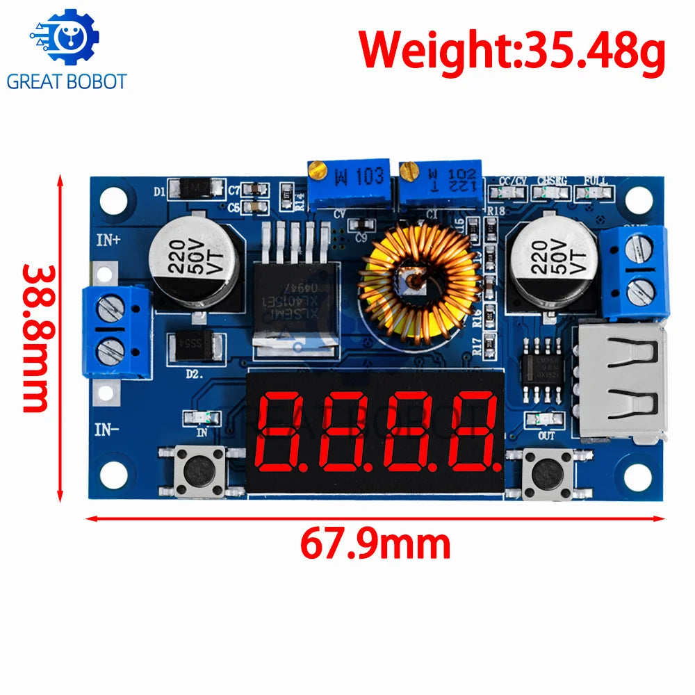 75W CC/CV Buck Converter Module – LED Driver, USB Voltmeter & Ammeter Buck Converter Module Axl