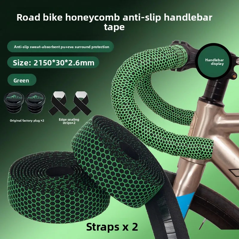 Road Bike Handlebar Tape – Silicone Honeycomb Non-Slip Bar Wrap Handlebar Tape Axl green