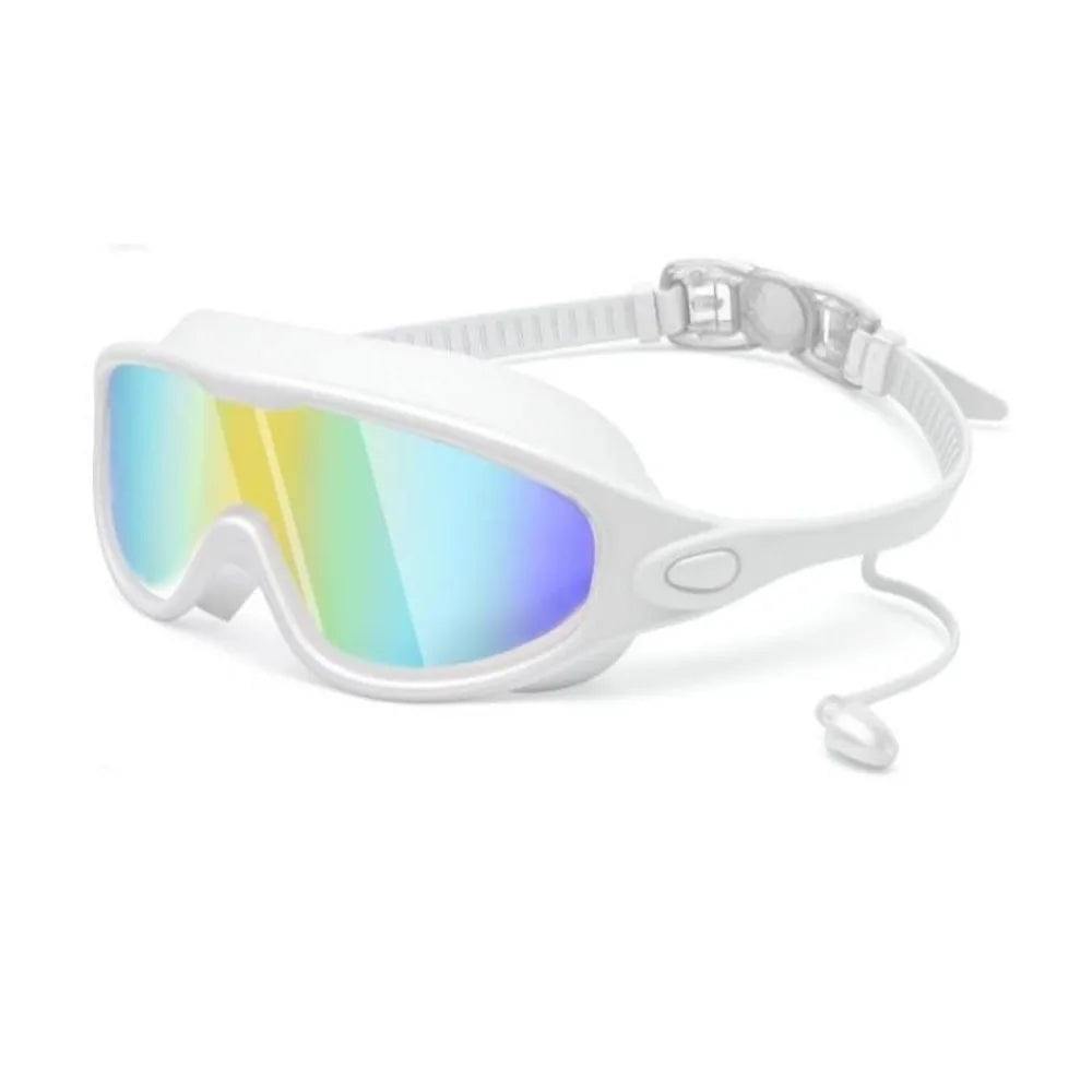UV Anti-Fog Large Frame Swim Goggles – Coated Lens Adult Swim Goggles Axl White Blue