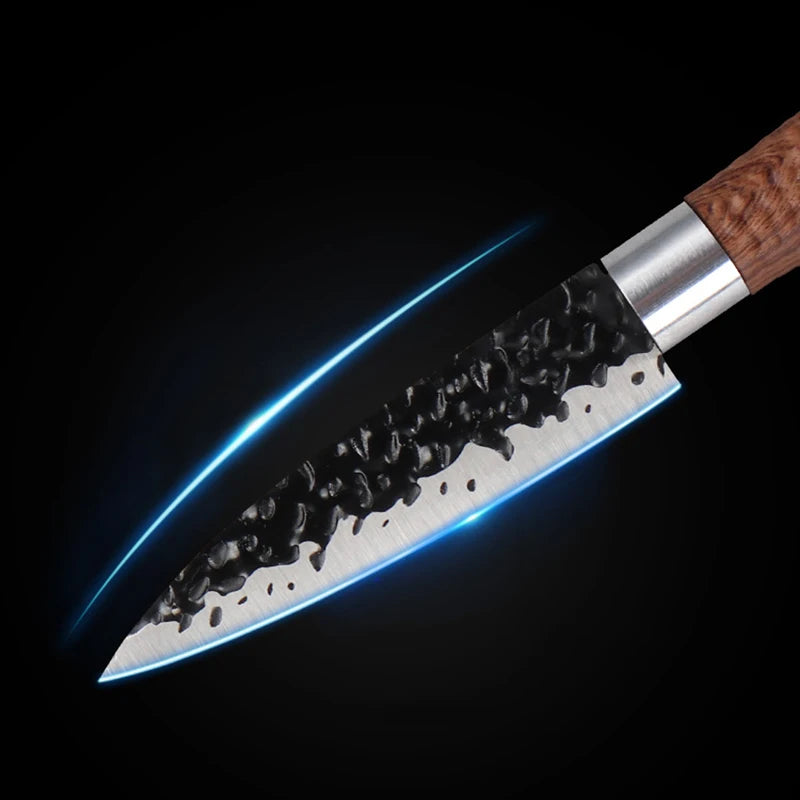 Stainless Steel Paring Knife Set – Hammer Textured Blade Kitchen Knife Set Axl