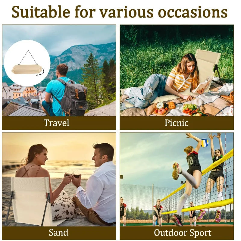 Foldable Camping Floor Chair – Oxford Cloth Backrest Picnic Chair Foldable Camping Chair Axl