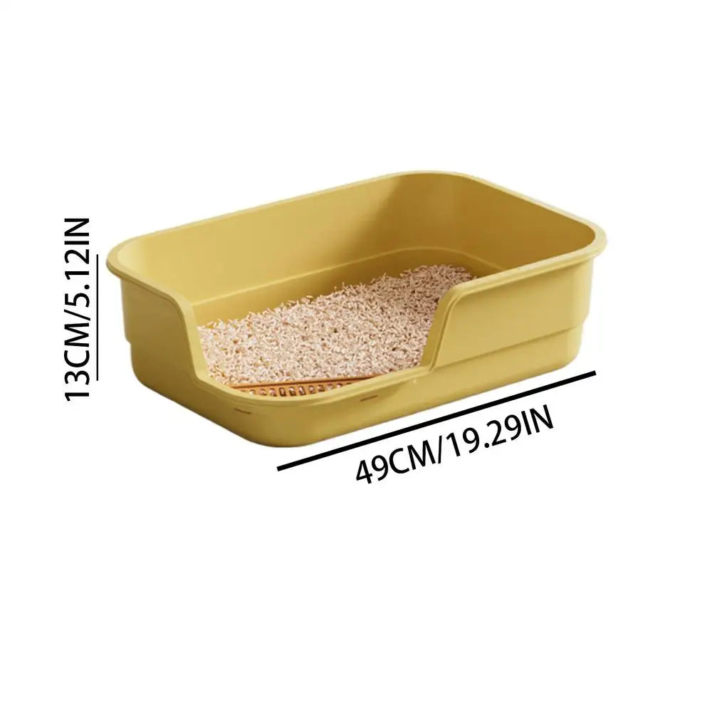 Semi-Enclosed Cat Litter Box with High Sides & Scoop Cat Litter Box Axl Yellow