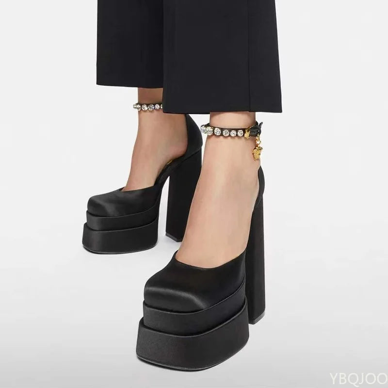 Women's Platform Chunky Heel Sandals – Mary Jane Wedding Shoe Platform Heel Sandals Axl