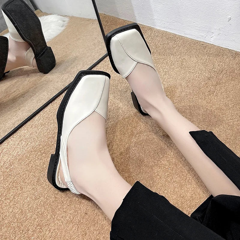 Women's Square Toe Slip-On Loafers | Butterfly-Knot Flats Women's Loafers Axl