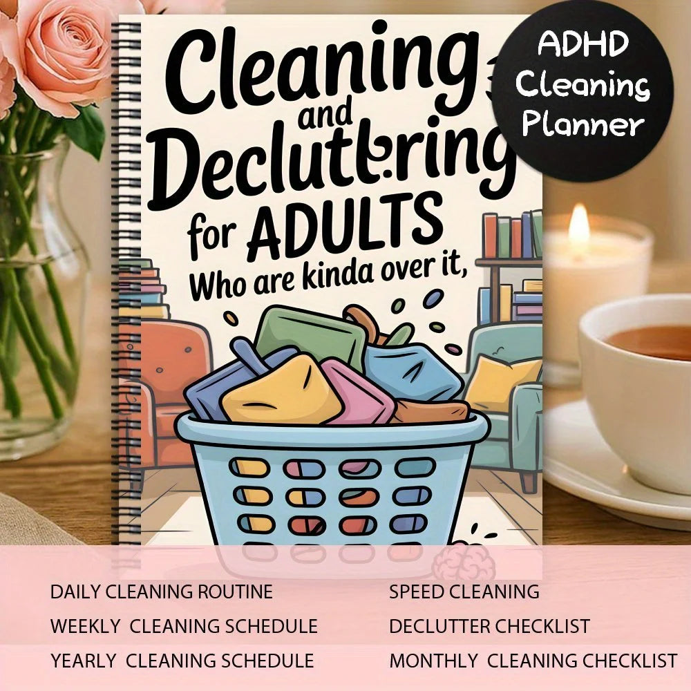 Household Cleaning Schedule Spiral Notebook | Daily & Weekly Planner Cleaning Planner Notebook Axl