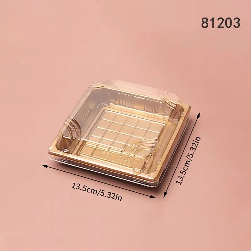 10 Pcs Disposable Sushi Boxes with Lids – PET Takeaway Pack Disposable Food Containers Axl 1203 Gold