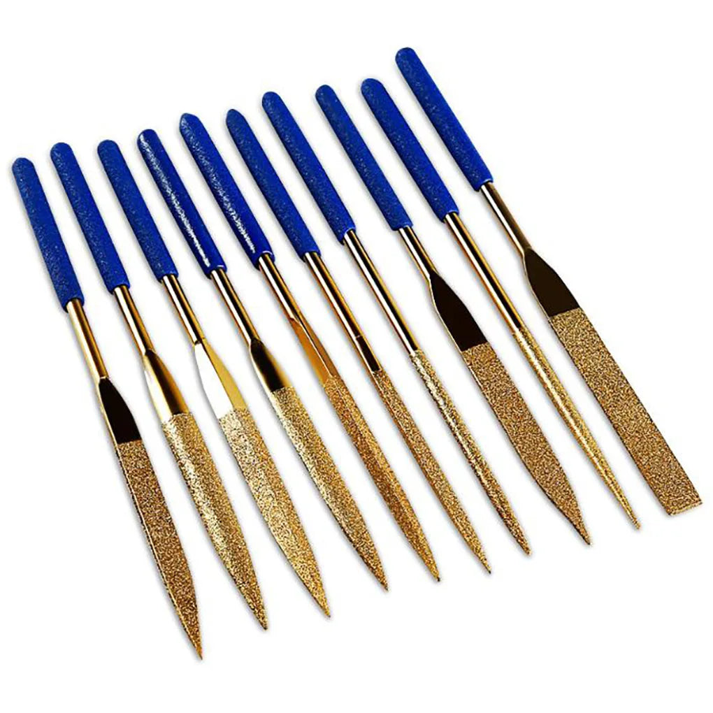 10-Piece Emery Needle File Set – Non-Slip Handles | Metal & Wood Needle File Set Axl