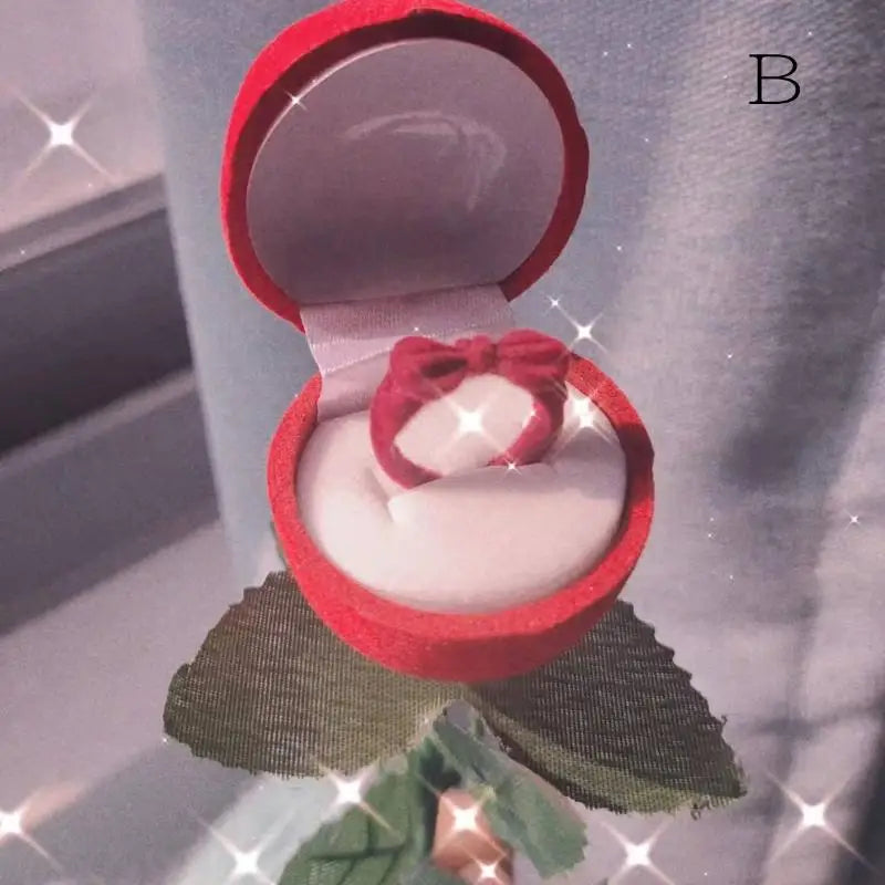 Red Rose Flocked Ring Box – Romantic Engagement Jewelry Gift Jewelry Gift Box Axl B