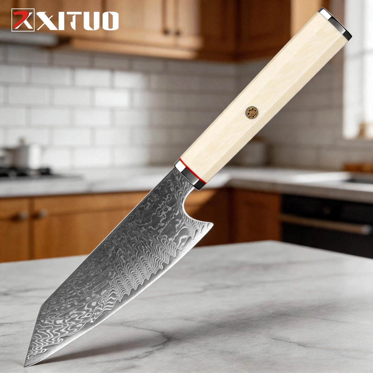 XITUO Damascus VG10 Sashimi Knife – 6" Octagonal Handle Japanese Chef Knife Axl Fish knife