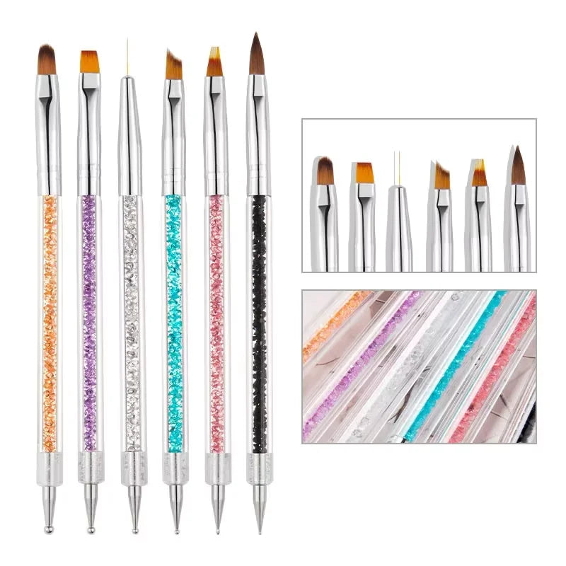 6-Piece UV Gel Nail Art Brush Set – Liner & Acrylic Pens Nail Art Brush Set Axl ZJC-S6