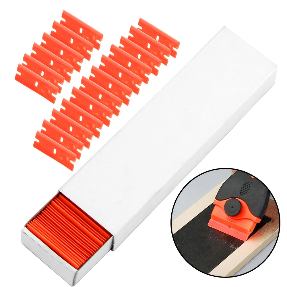 100-Pack Plastic Scraper Blades – Sticker & Glue Remover Scraper Blade Set Axl