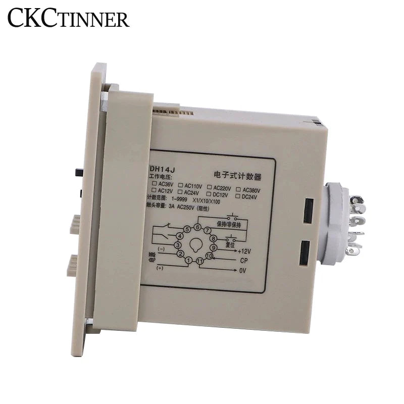 DH14J Programmable Counter Relay 1-9999 Digital Display 11-Pin Counter Relay Axl