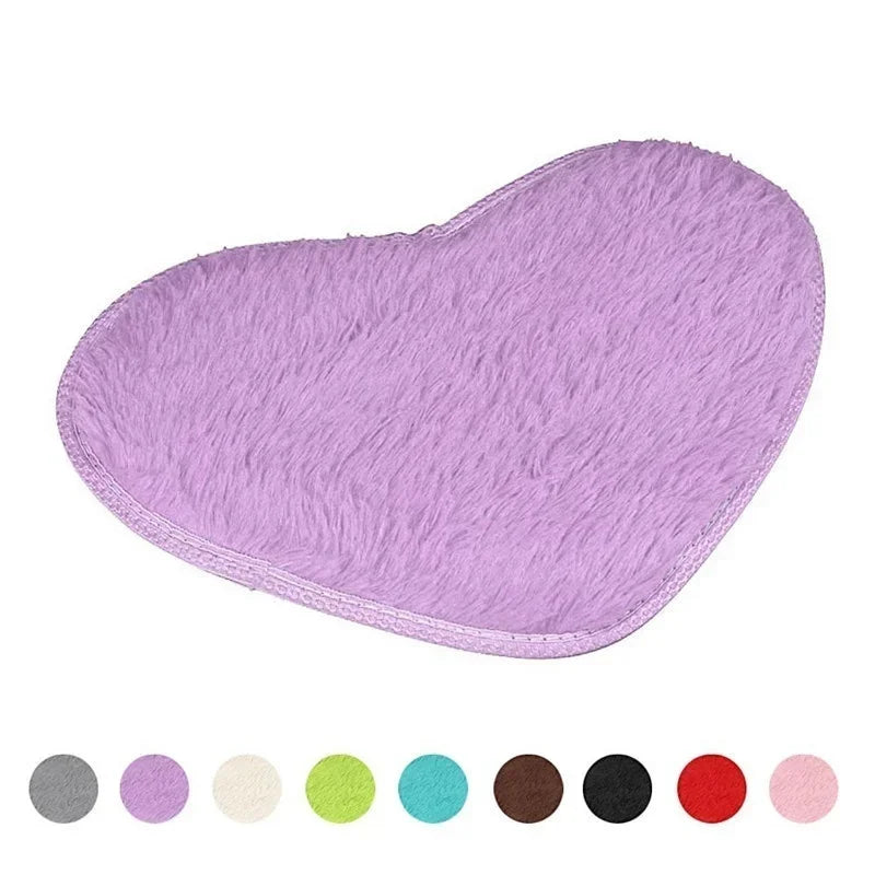 30x40cm Non-Slip Bath Mat – Soft Shaggy Heart Design Rug Bath Mat Axl