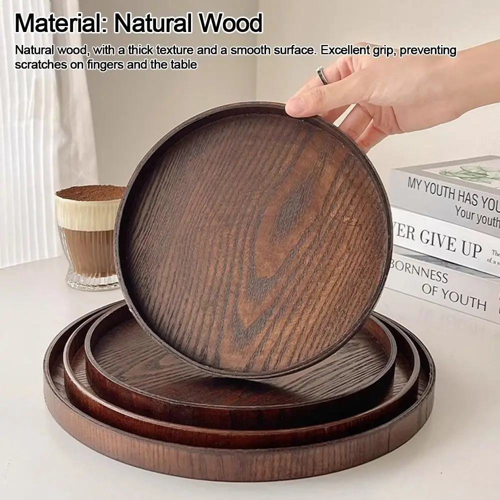 Round Wooden Serving Tray | 5 Sizes | Coffee & Breakfast Tray Wooden Serving Tray Axl