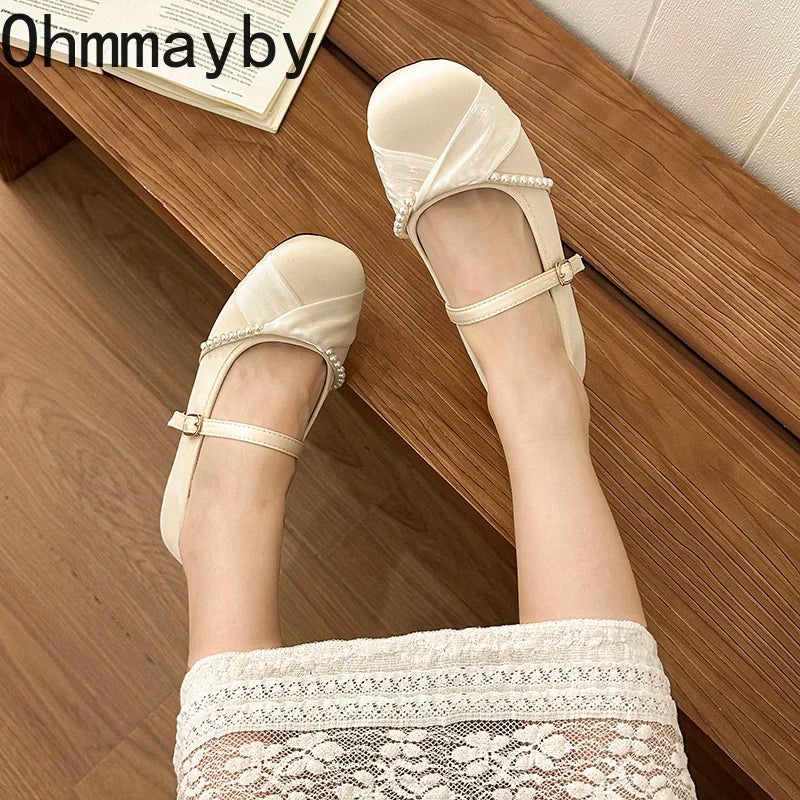 Satin Mary Jane Flats – Women's Elegant Party Dress Shoes Mary Jane Flats Axl