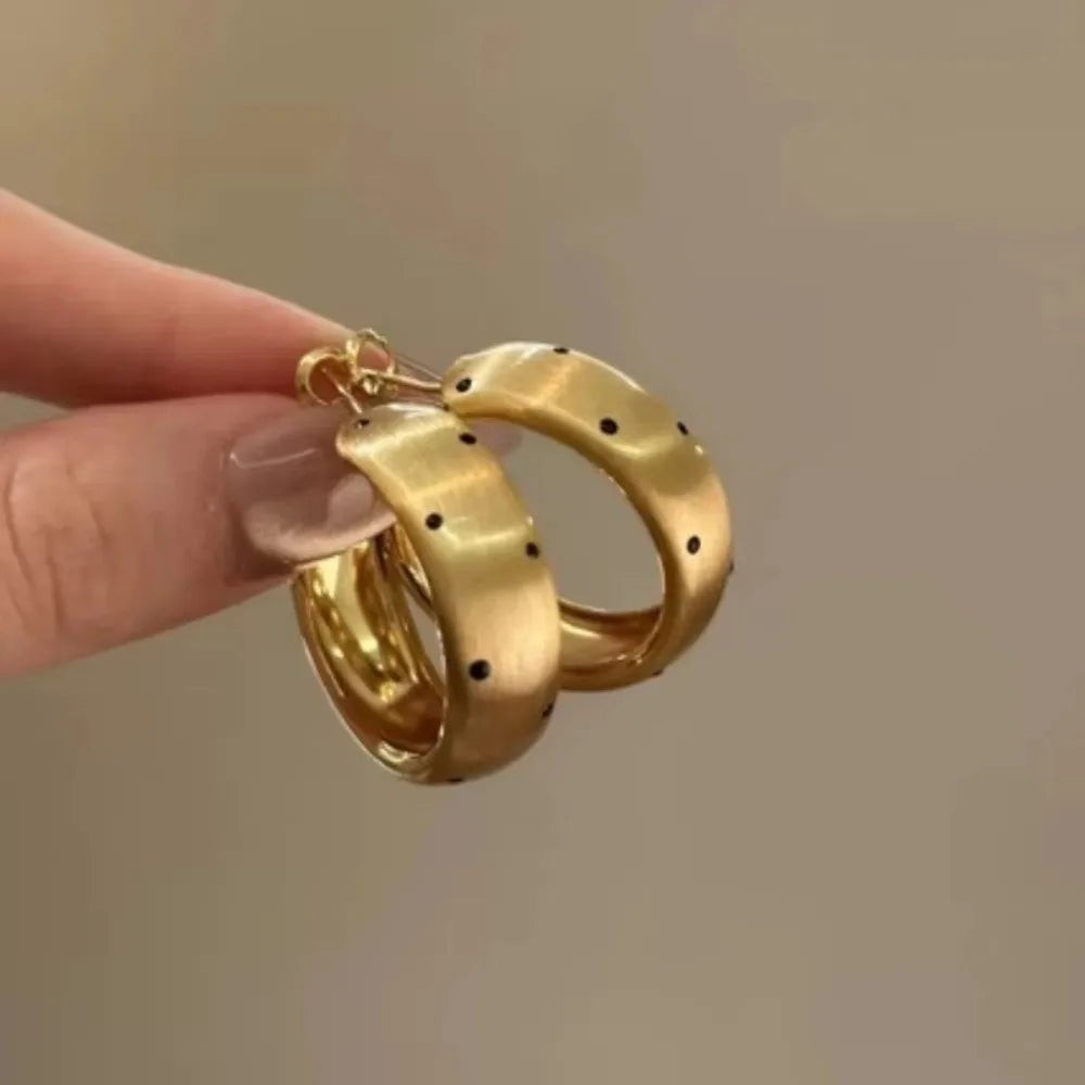 Geometric Polka Dot Hoop Drop Earrings – Gold & Silver Drop Earrings Axl