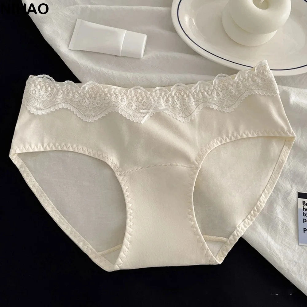 Women's Soft Floral Lace Bow Briefs – Comfortable Panties M–XL Lace Briefs Axl