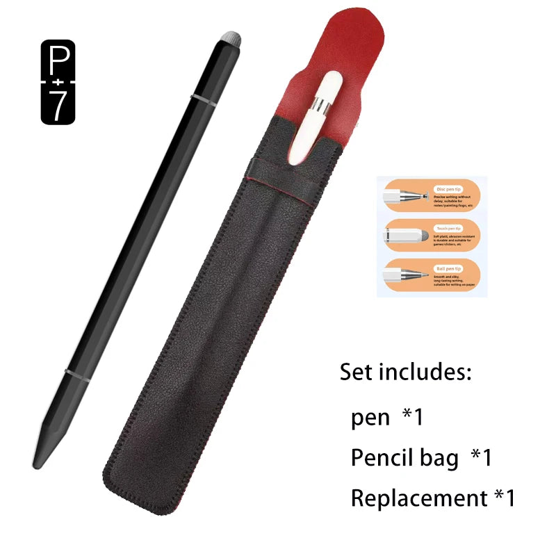 P+7 Universal Stylus Pen 3 Tips & Ballpoint – iOS & Android Capacitive Stylus Pen Axl BP28 BLACK SET