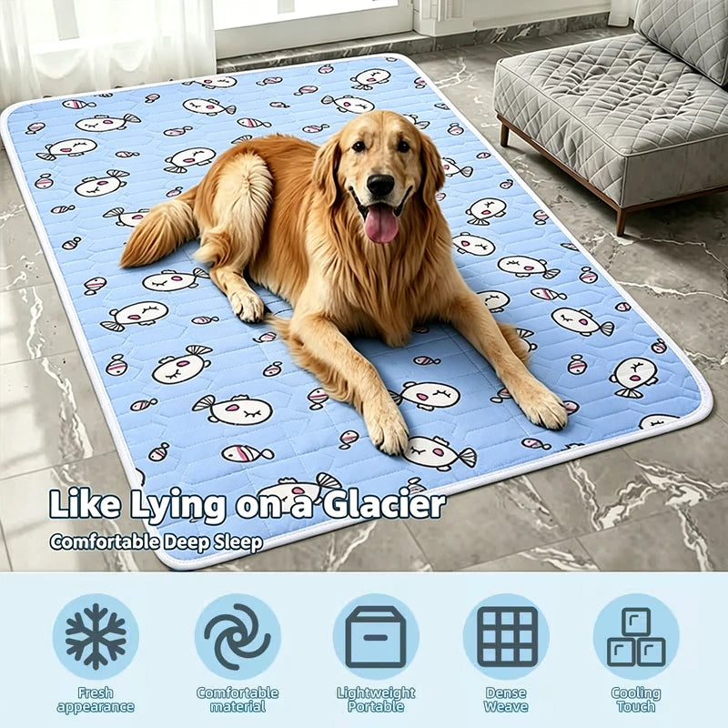 KEMORELA Cooling Pet Mat – Ice Silk Cat & Dog Summer Sleep Pad Pet Cooling Mat Axl