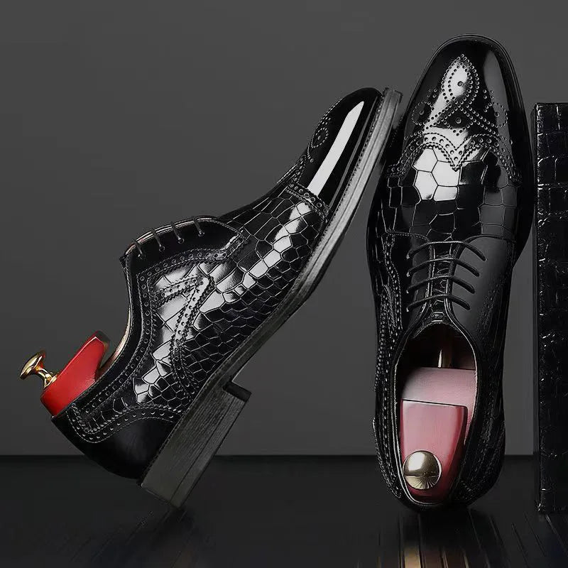 YBQJOO Men's Pointed Toe Brogue Oxford Dress Shoes Men's Dress Shoes Axl Black 41