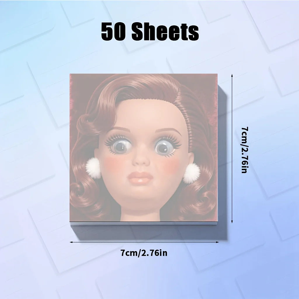 Angry Doll Face Sticky Notes – Kawaii Memo Pad 50/100 Sheets Kawaii Sticky Notes Axl 1Pad-50Sheets