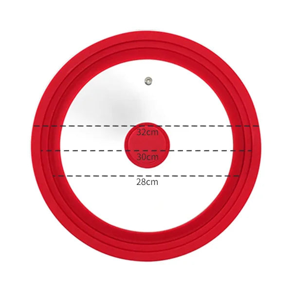 PGY Tempered Glass Pot Lid – Silicone Rim & Cool-Touch Handle Glass Pot Lid Axl Red 28-30-32cm