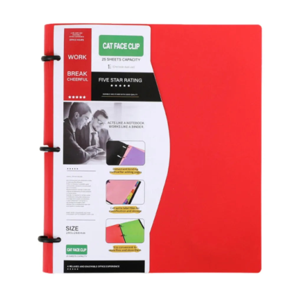 3-Ring Waterproof Loose-Leaf Binder Folder + 200 Lined Sheets Loose-Leaf Binder Axl Only Red Shell A