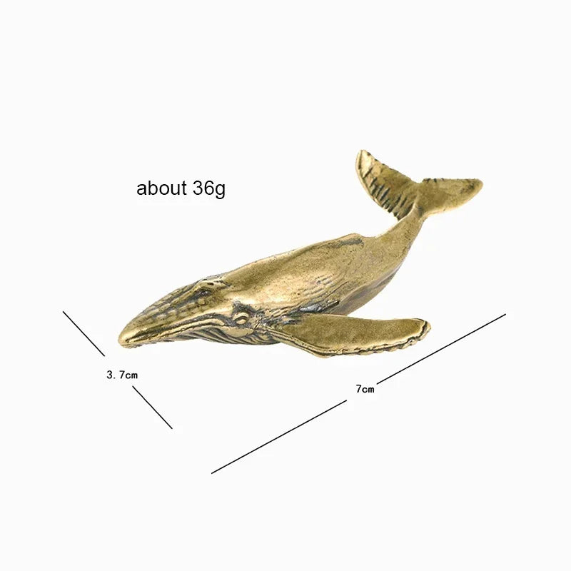 Solid Brass Whale Figurine – Vintage Desktop Sea Animal Statue Brass Figurine Axl Gold