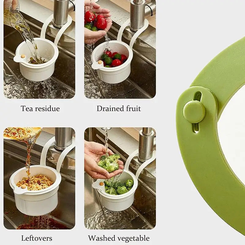 Hanging Sink Colander & Drain Basket | One-Press Empty Sink Drain Basket Axl