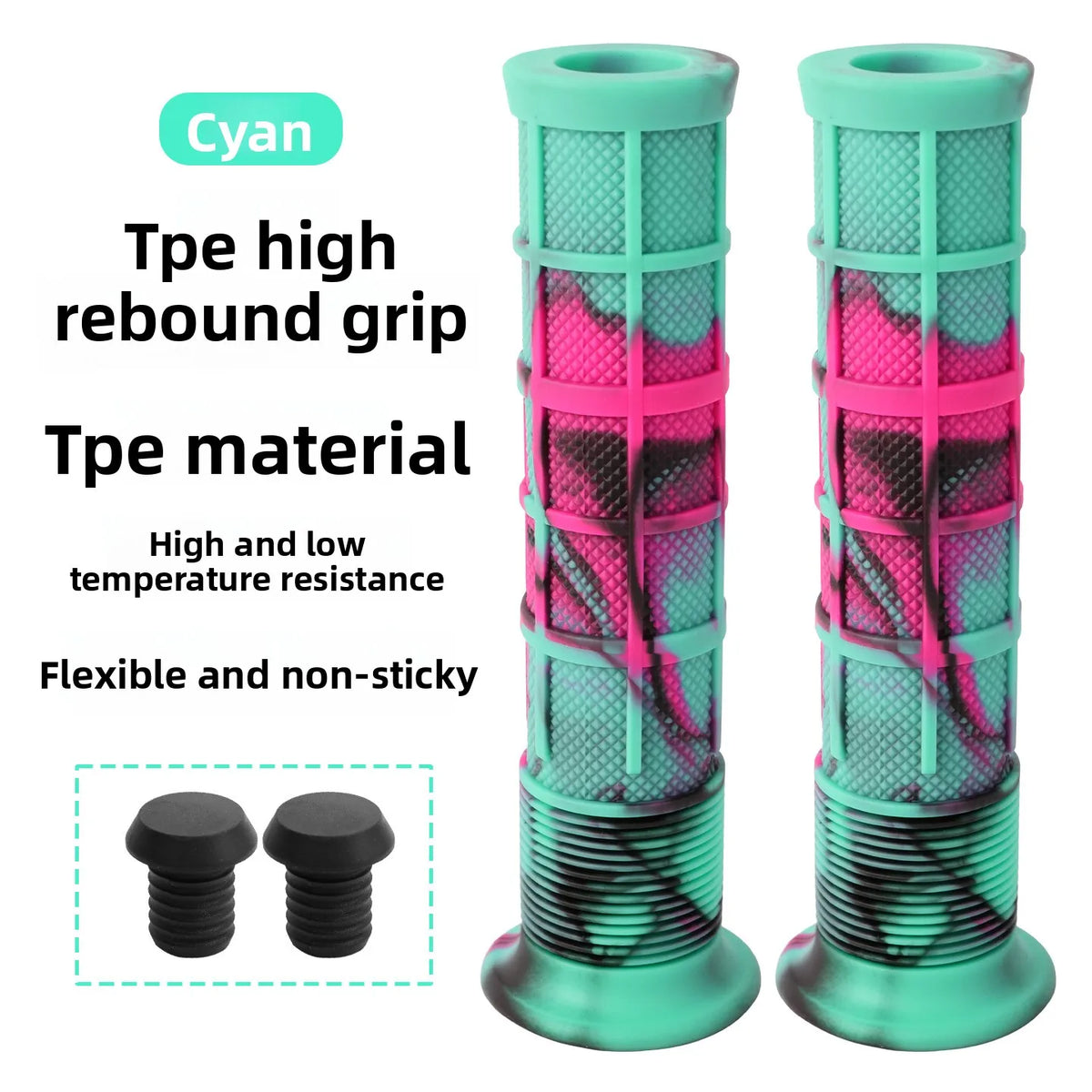 TPE Camo Bike Handlebar Grips – Anti-Slip & Shock-Absorbing Bike Handlebar Grips Axl Cyan