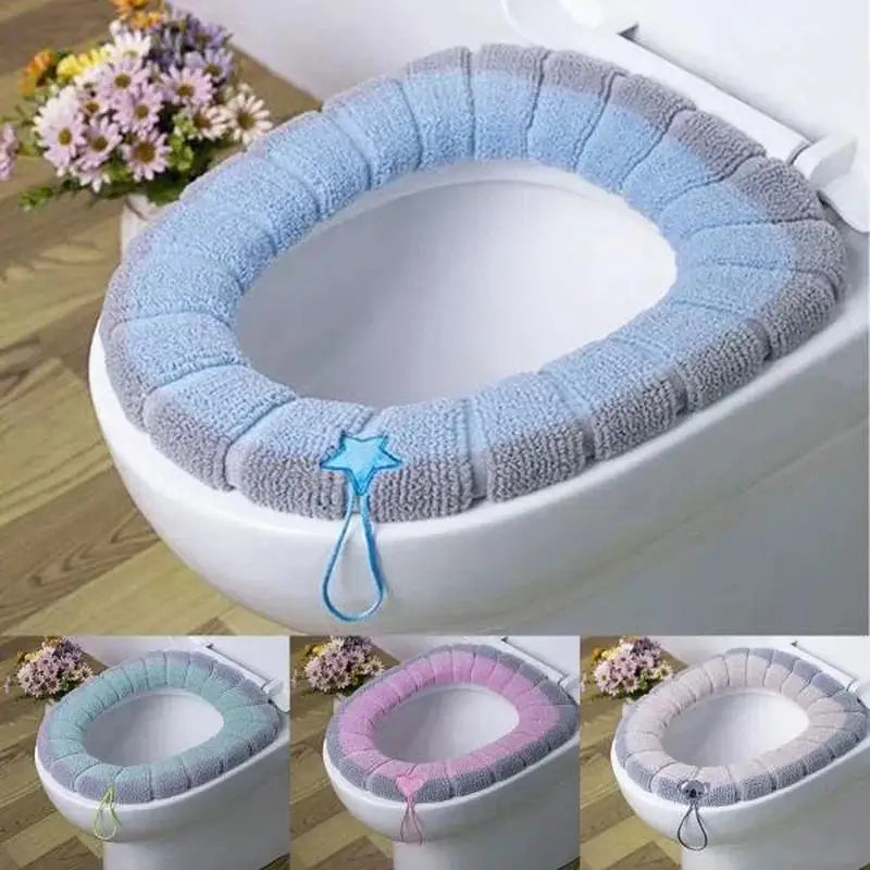 Warm Soft Thickened Toilet Seat Cover Cushion with Handle Toilet Seat Cover Axl