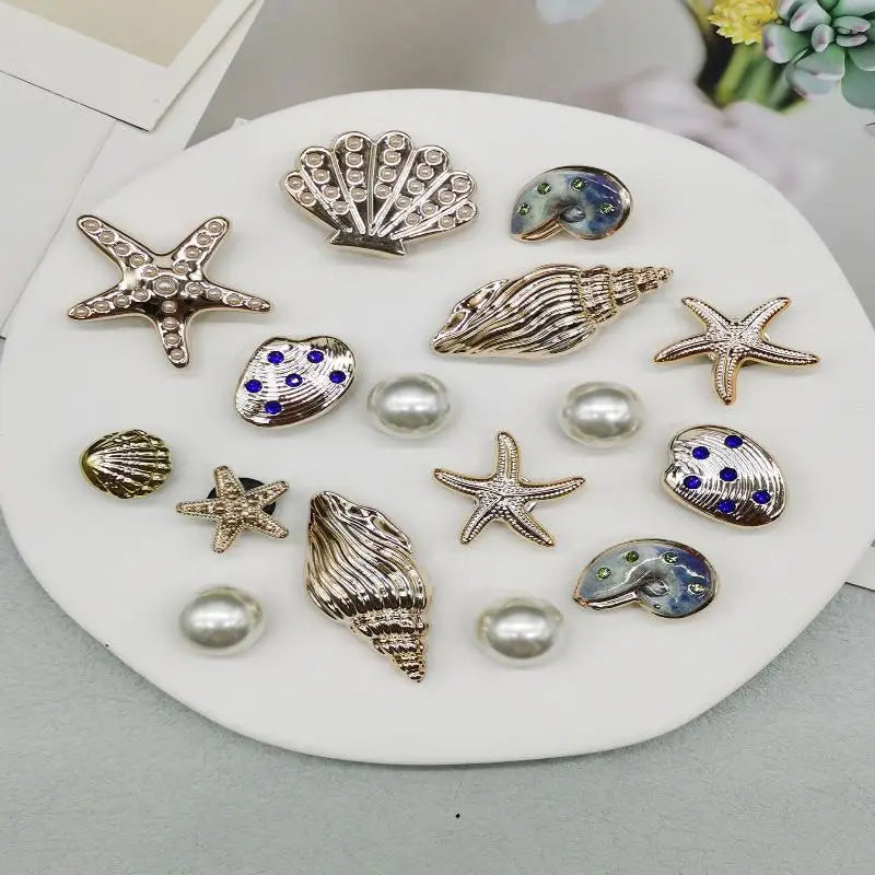16-Piece Starfish Shell Shoe Charms Set | DIY Bling Clips Shoe Charms Set Axl