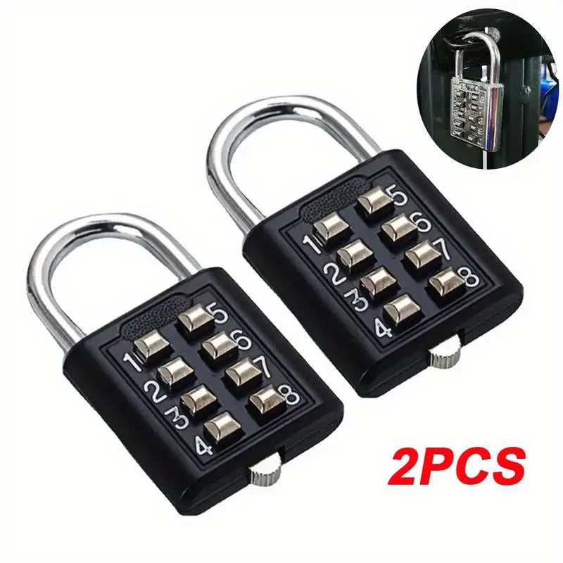 2-Pack 8-Digit Combination Padlock – Waterproof Travel Lock Combination Padlock Axl