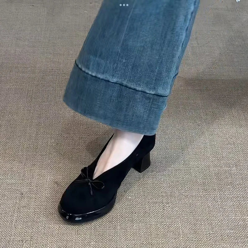 Women's Platform Mary Jane Pumps | Butterfly-Knot Heels Platform Mary Jane Pumps Axl Black 5.5cm 40