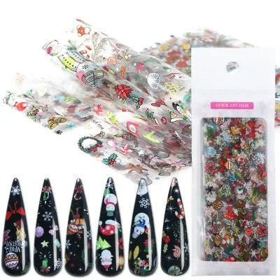 Holographic Nail Art Stickers – Christmas & Halloween 3D Decals Nail Art Stickers Axl Christmas