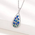 Huitan Blue Flower Enamel Pendant Necklace – Silver Chain Pendant Necklace Axl XL797 46cm