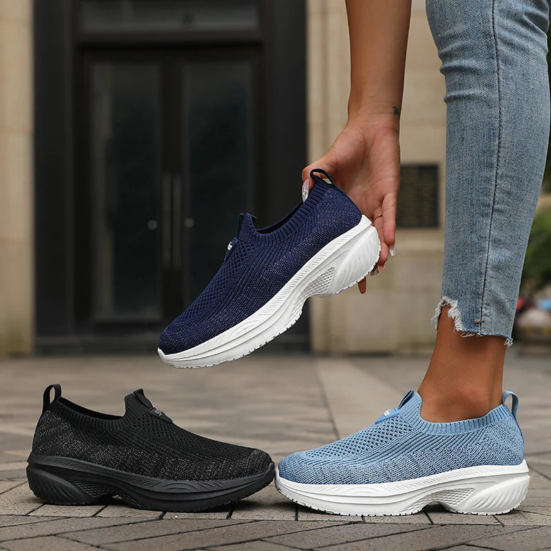 Women's Wide Fit Mesh Slip-On Sneakers | Breathable Walking Shoes Slip-On Sneakers Axl