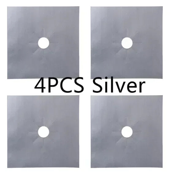 Gas Stove Burner Covers – Washable Stovetop Protector Mats Stove Burner Covers Axl 4PCS Silver