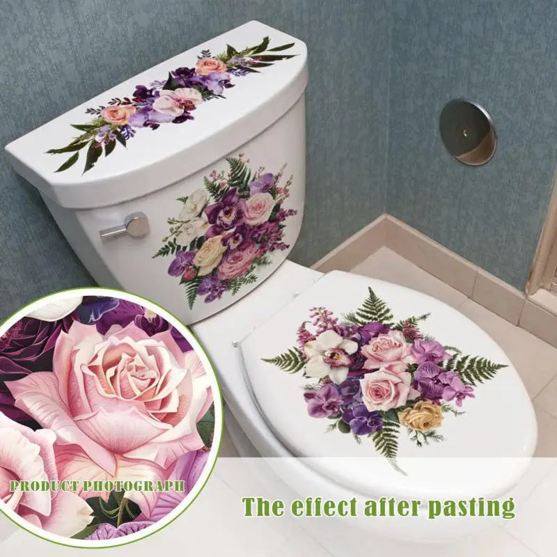 Floral Butterfly Toilet Sticker – Waterproof PVC Bathroom Decal Bathroom Wall Sticker Axl