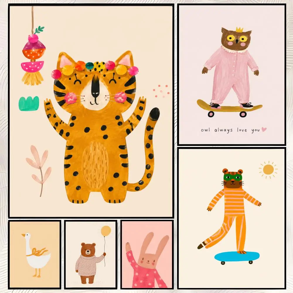 Nordic Animal Print Self-Stick Wall Art Poster | Waterproof Wall Art Poster Axl