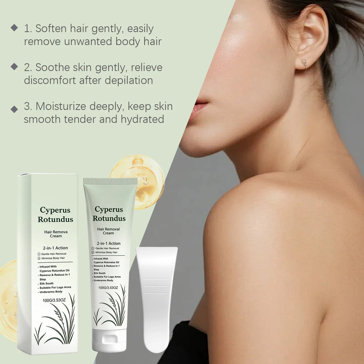 Cyperus Hair Removal Body Cream – Moisturizing & Smoothing 100g Hair Removal Cream Axl