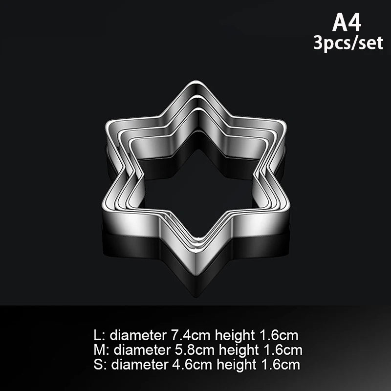 3pc Stainless Steel Cookie Cutters – Star, Heart & Flower Cookie Cutter Set Axl A4