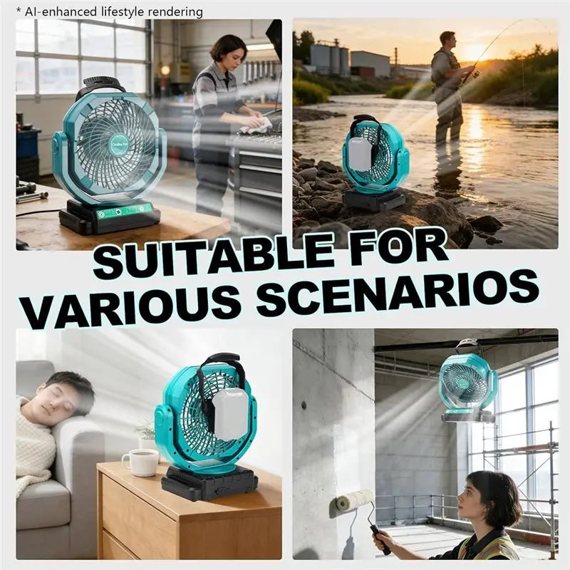 18V Battery Powered Cordless Fan – 3-Speed Portable Jobsite Fan Cordless Portable Fan Axl