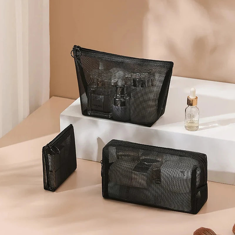 Mesh Clear Cosmetic Bag – Travel Makeup & Toiletry Organizer Cosmetic Organizer Bag Axl