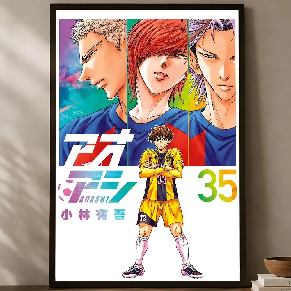 Ao Ashi Anime Self-Stick Wall Poster – HD Waterproof Art Anime Wall Poster Axl White18 30X40cmNoframe