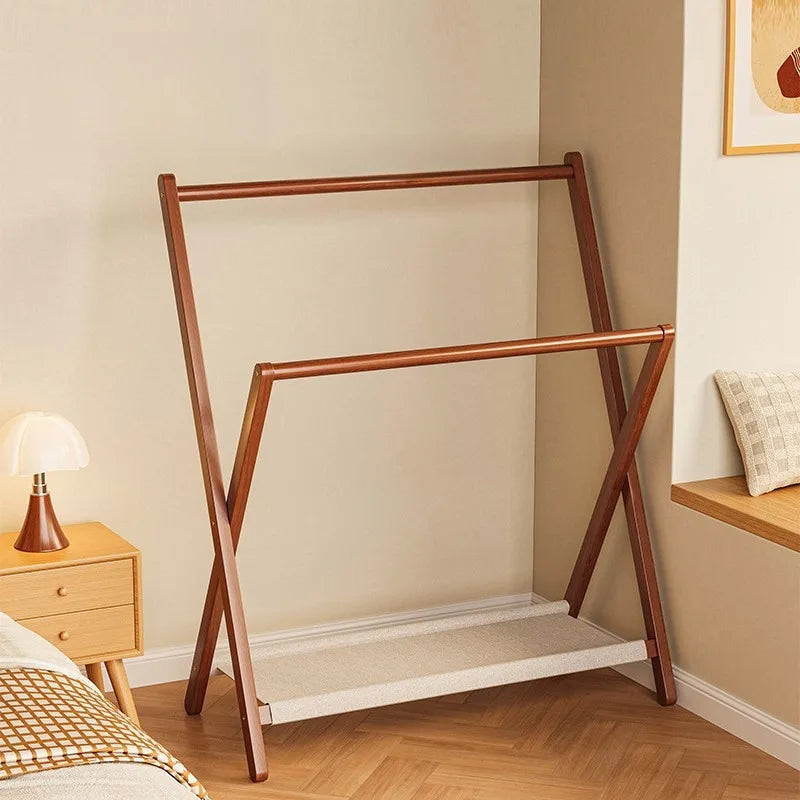 Folding Bamboo Coat Rack – Freestanding Floor Clothes Hanger Folding Coat Rack Axl