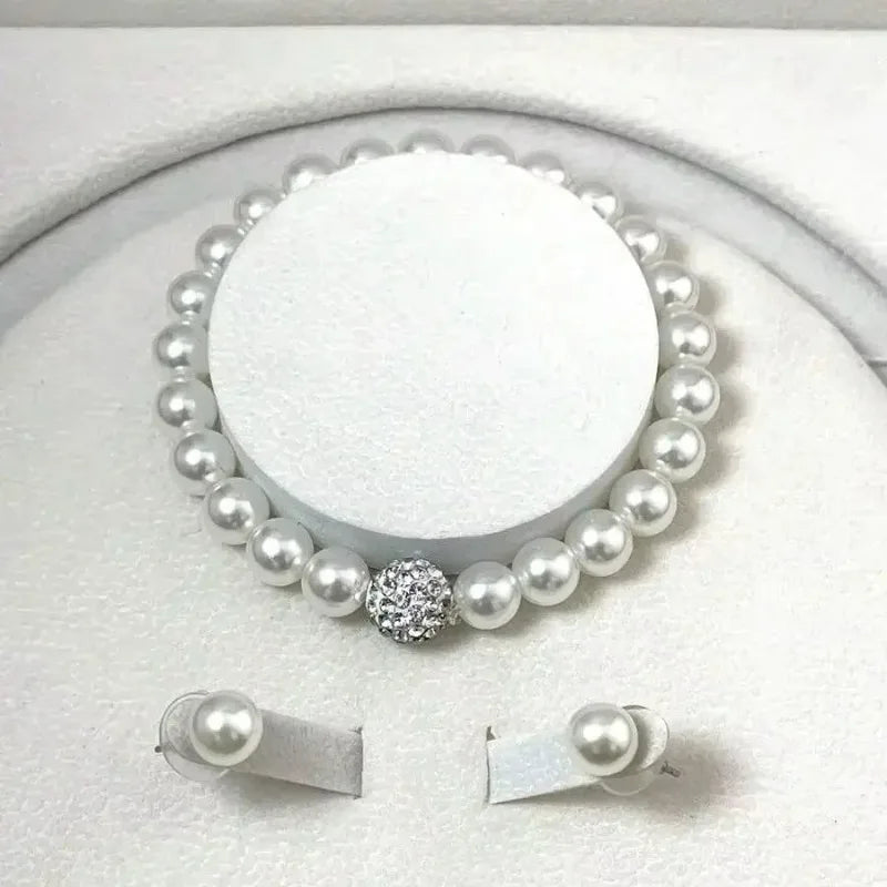 3-Piece Imitation Pearl Bridal Jewelry Set – Necklace, Bracelet & Earrings Bridal Jewelry Set Axl