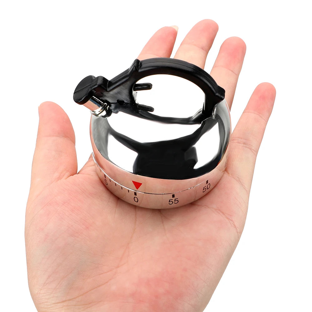 NICEYARD 60-Min Mechanical Kitchen Timer – Kettle Shape Silver Mechanical Kitchen Timer Axl