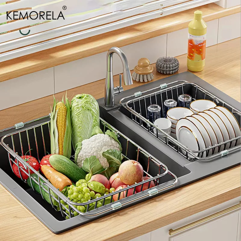 Expandable Stainless Steel Sink Drain Basket & Dish Rack Sink Drain Basket Axl