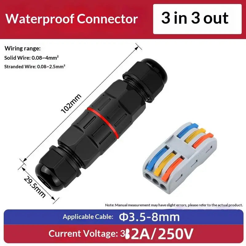 IP68 Waterproof Wire Connector 2-In 2-Out 2/3 Pin Terminal Waterproof Wire Connector Axl 3 pin 3PCS